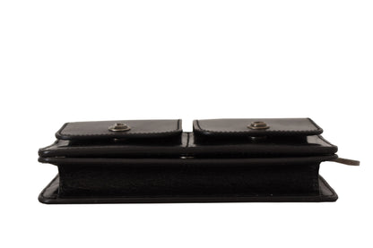 Dolce &amp; Gabbana Black Leather Wristlet Mini Bag Card Bill Wallet