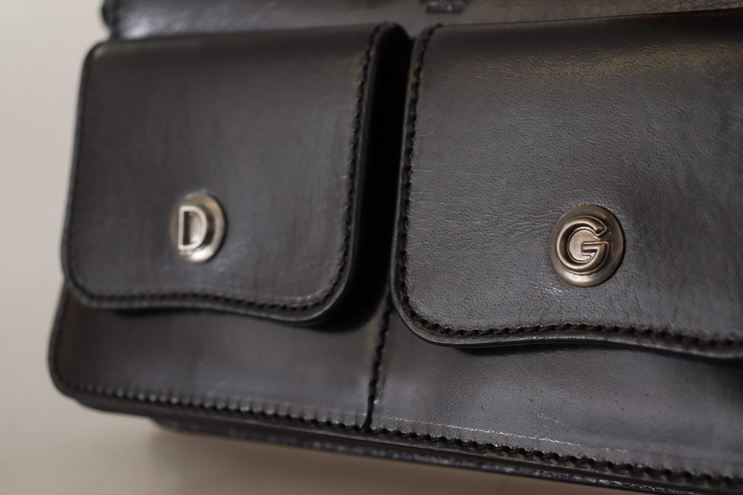 Dolce &amp; Gabbana Black Leather Wristlet Mini Bag Card Bill Wallet