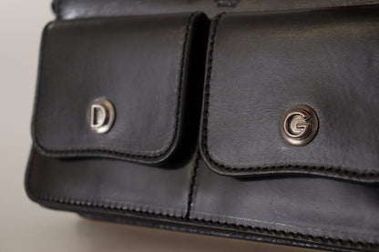 Dolce &amp; Gabbana Black Leather Wristlet Mini Bag Card Bill Wallet