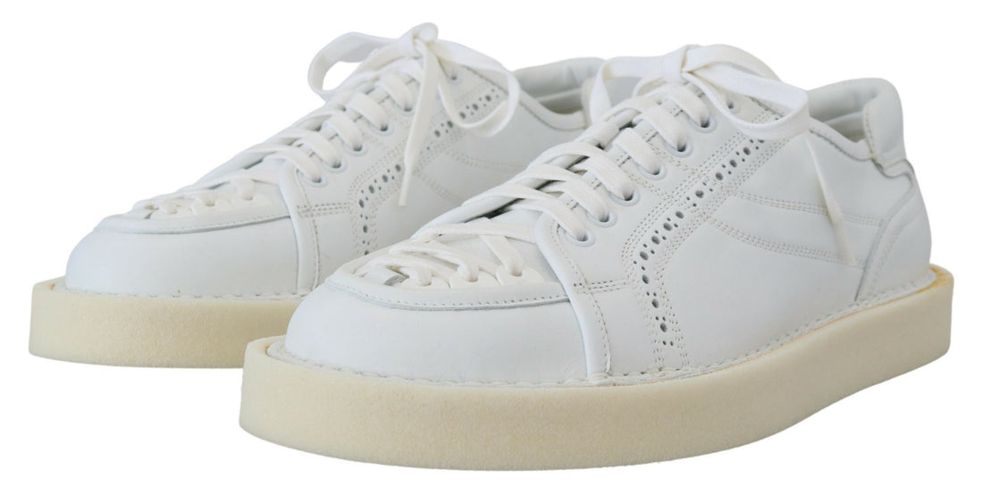 Dolce &amp; Gabbana White Leather Low Top Oxford Sneakers Casual Shoes