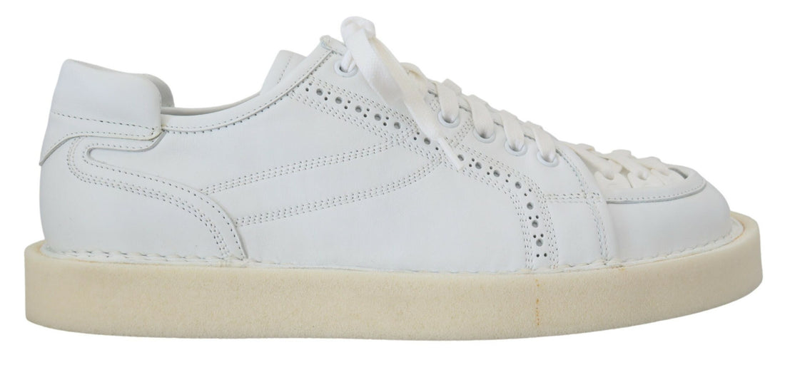 Dolce &amp; Gabbana White Leather Low Top Oxford Sneakers Casual Shoes