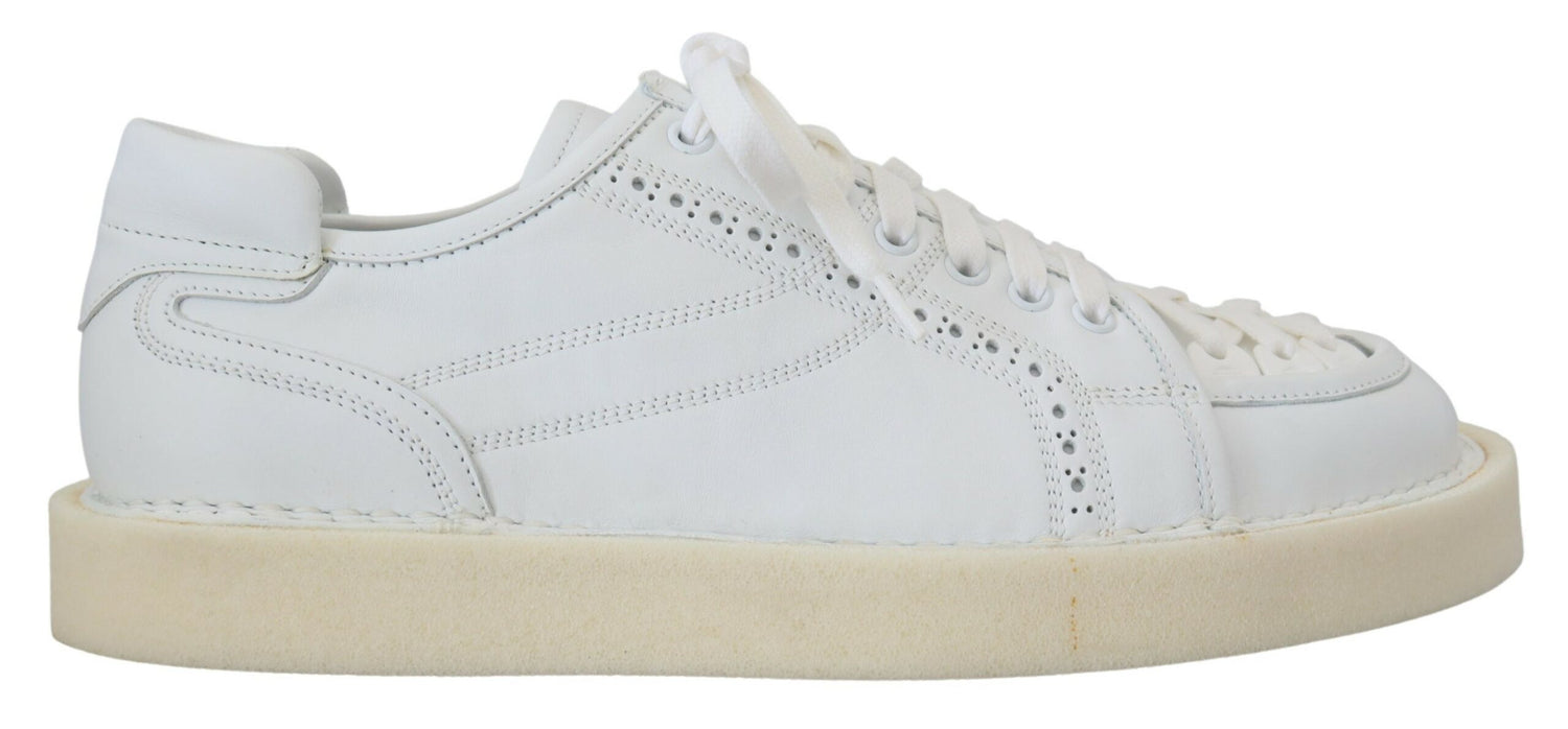 Dolce &amp; Gabbana White Leather Low Top Oxford Sneakers Casual Shoes