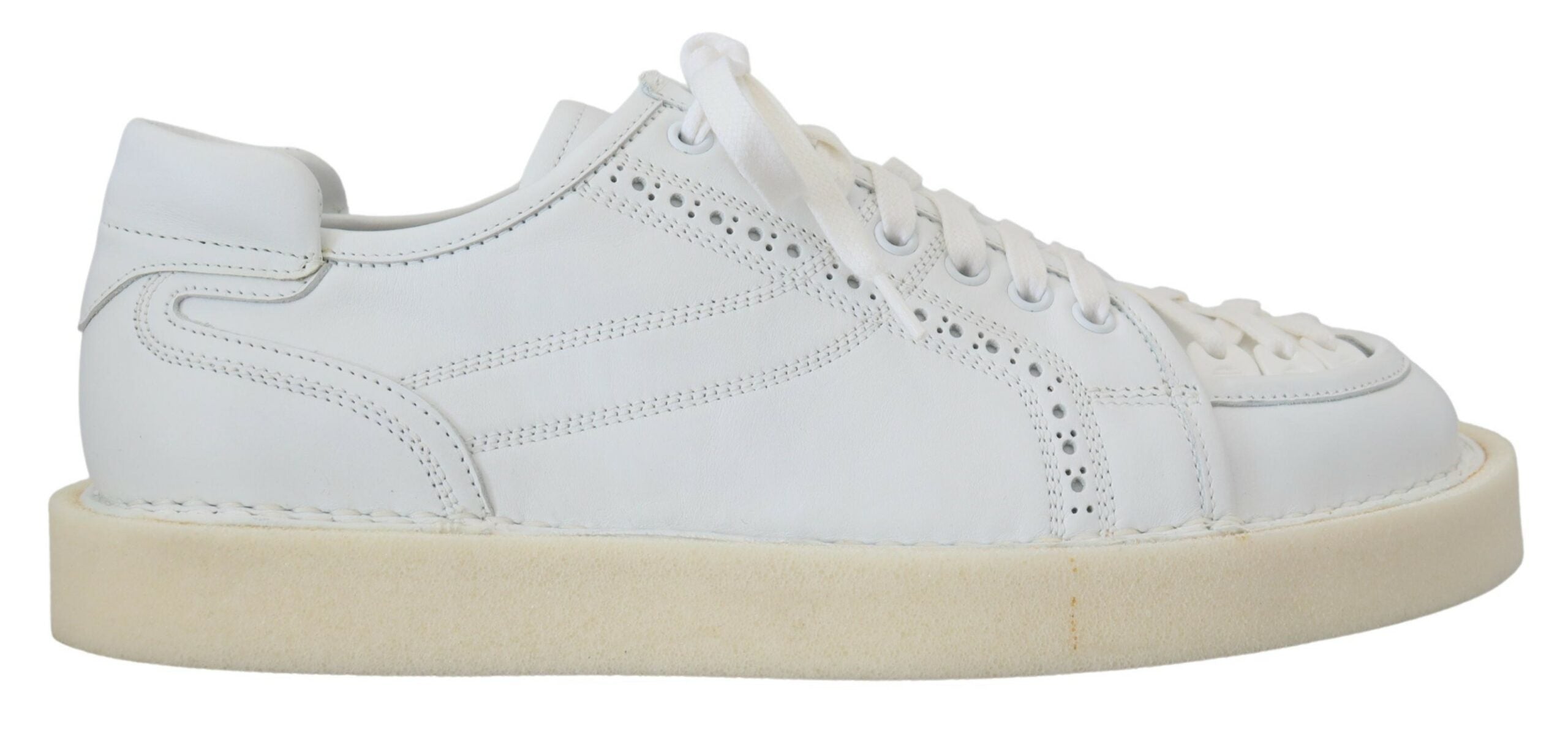 Dolce &amp; Gabbana White Leather Low Top Oxford Sneakers Casual Shoes