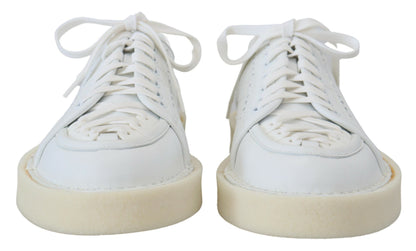 Dolce &amp; Gabbana White Leather Low Top Oxford Sneakers Casual Shoes