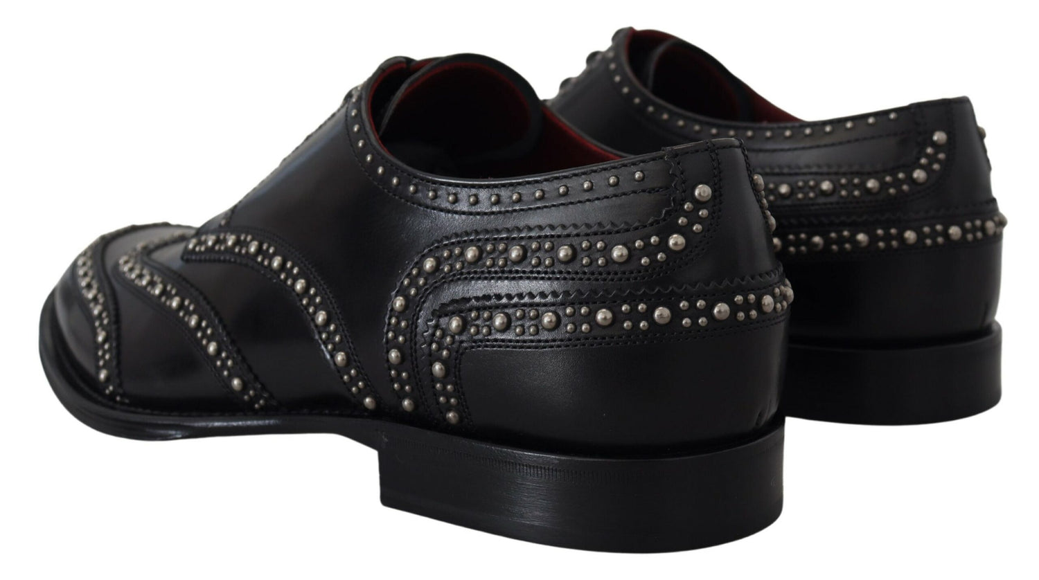 Dolce &amp; Gabbana Black Leather Derby Dress Studded Shoes