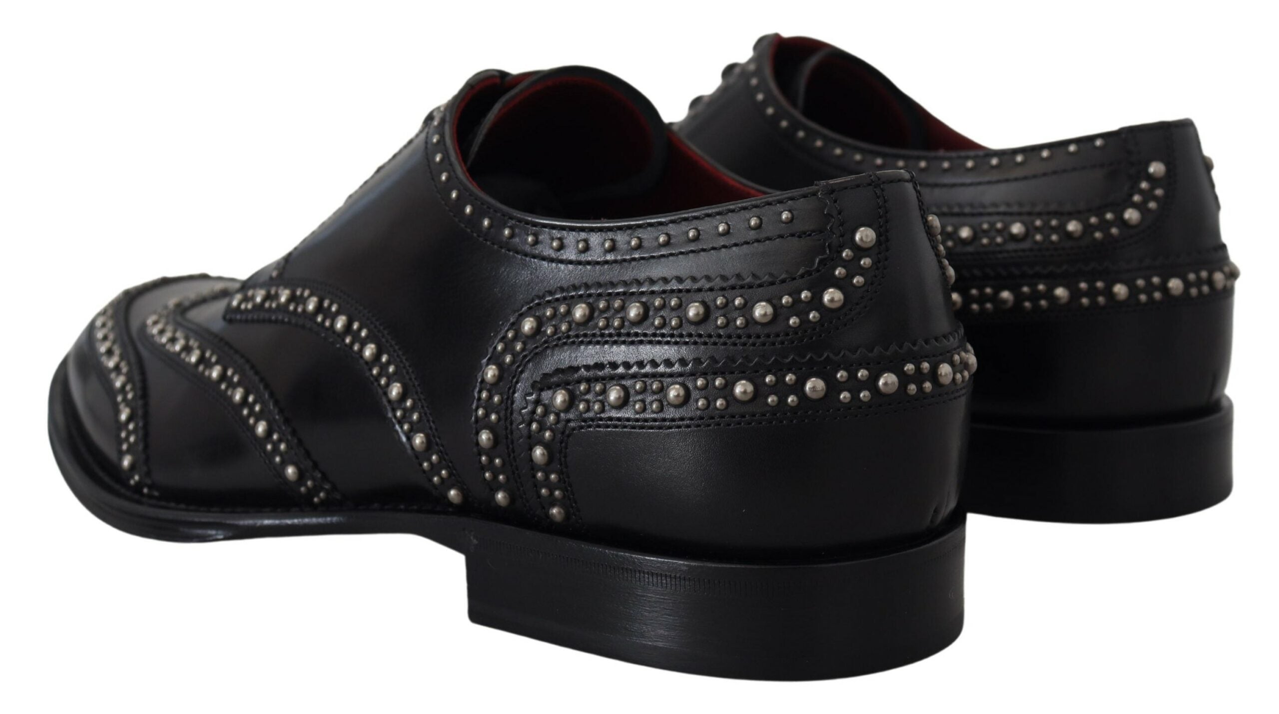 Dolce &amp; Gabbana Black Leather Derby Dress Studded Shoes