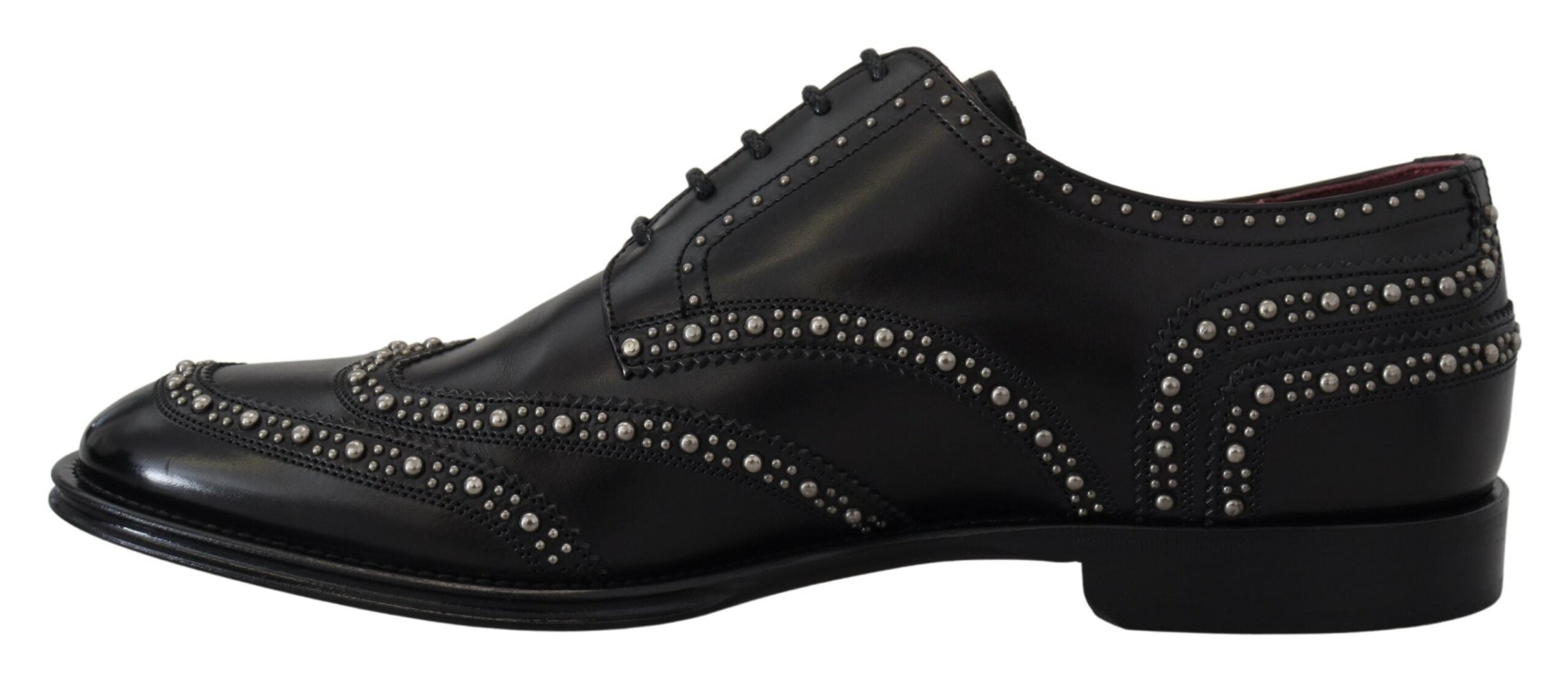 Dolce &amp; Gabbana Black Leather Derby Dress Studded Shoes
