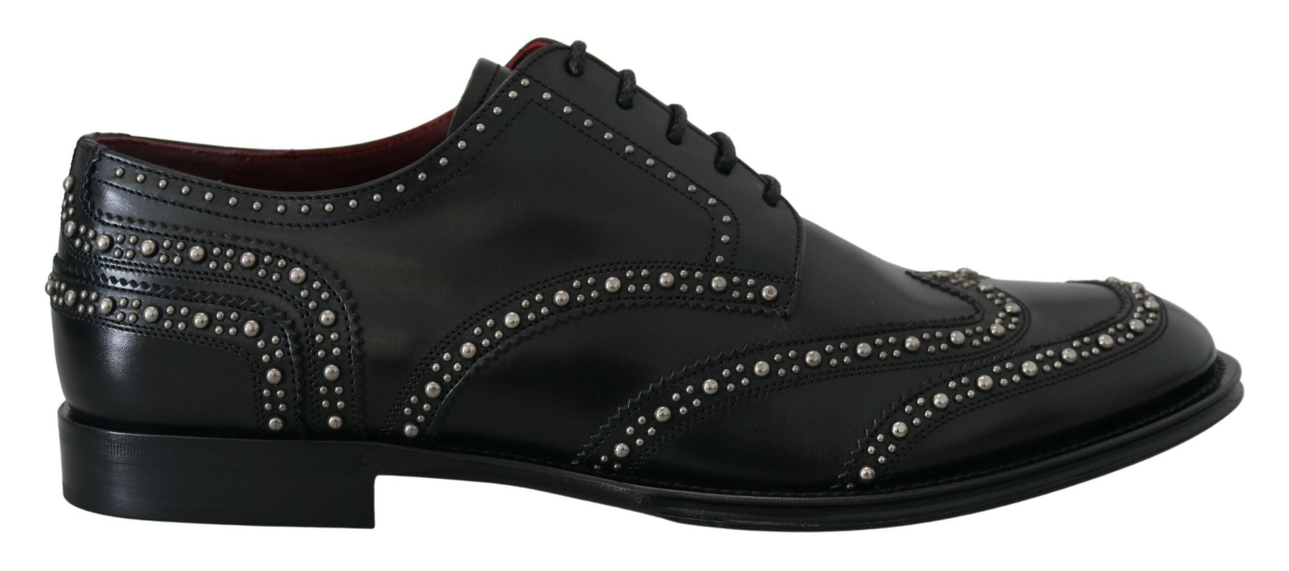 Dolce &amp; Gabbana Black Leather Derby Dress Studded Shoes