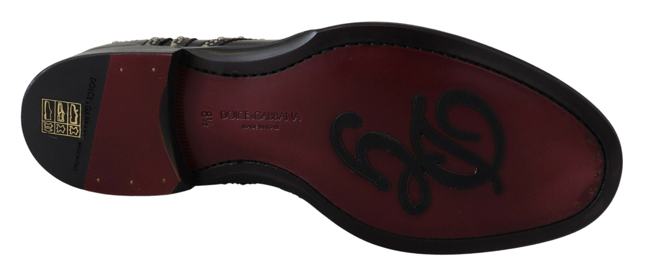 Dolce &amp; Gabbana Black Leather Derby Dress Studded Shoes