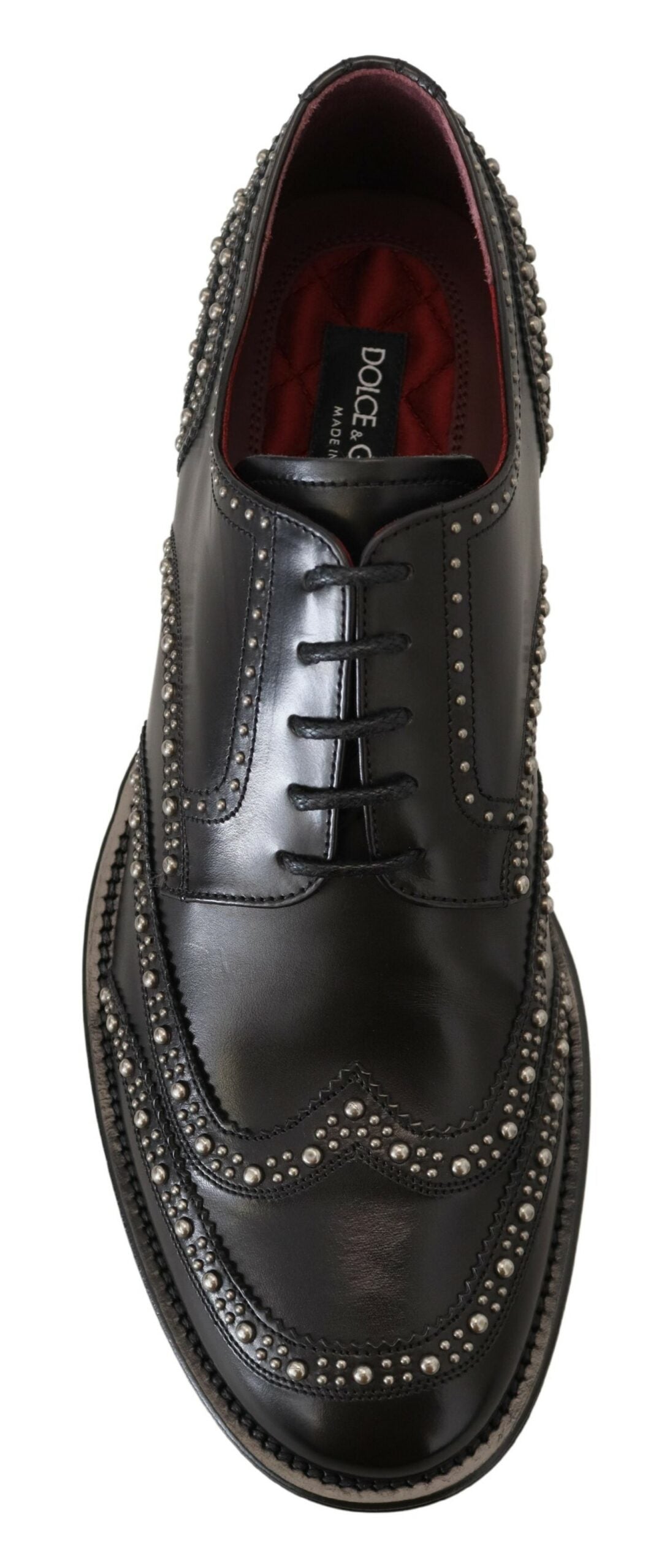 Dolce &amp; Gabbana Black Leather Derby Dress Studded Shoes