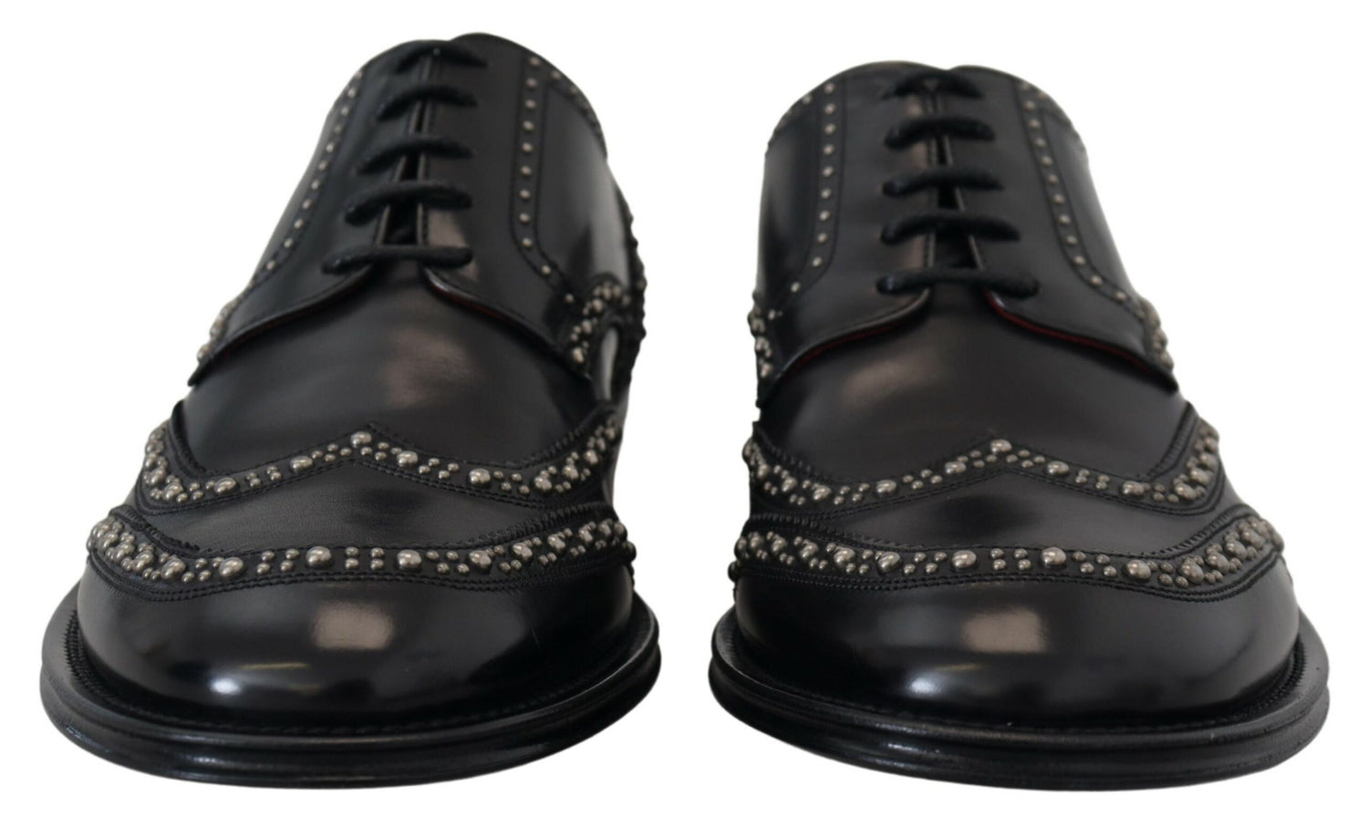 Dolce &amp; Gabbana Black Leather Derby Dress Studded Shoes