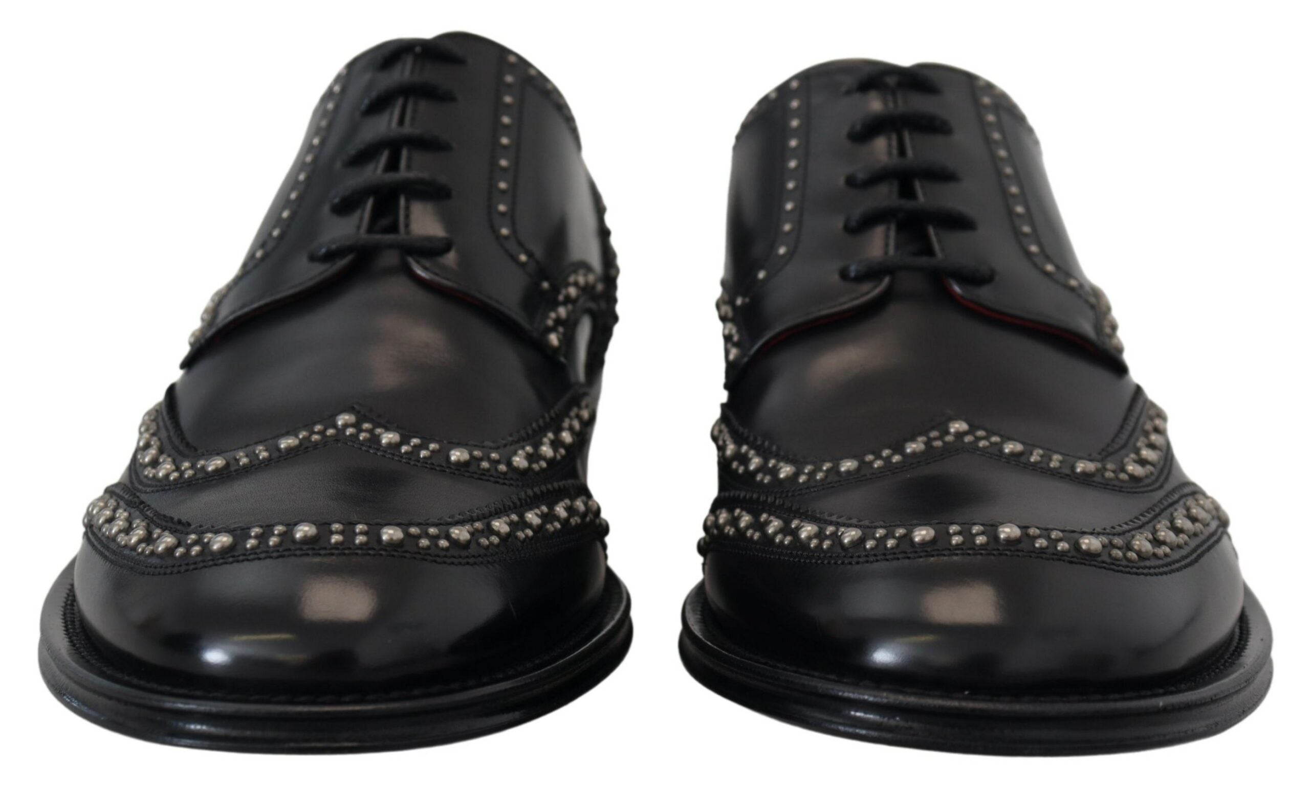 Dolce &amp; Gabbana Black Leather Derby Dress Studded Shoes