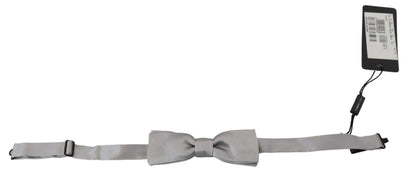 Dolce &amp; Gabbana Gray Silk Adjustable Men Neck Papillon Bow Tie