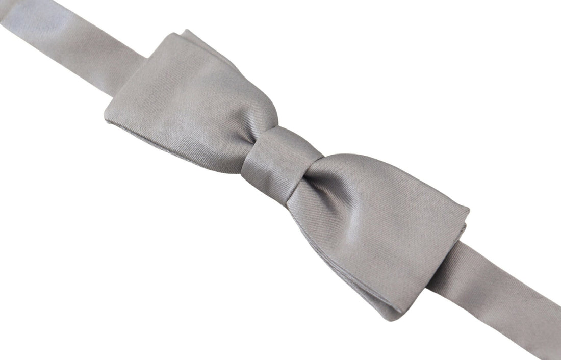 Dolce &amp; Gabbana Gray Silk Adjustable Men Neck Papillon Bow Tie