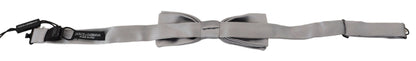 Dolce &amp; Gabbana Gray Silk Adjustable Men Neck Papillon Bow Tie