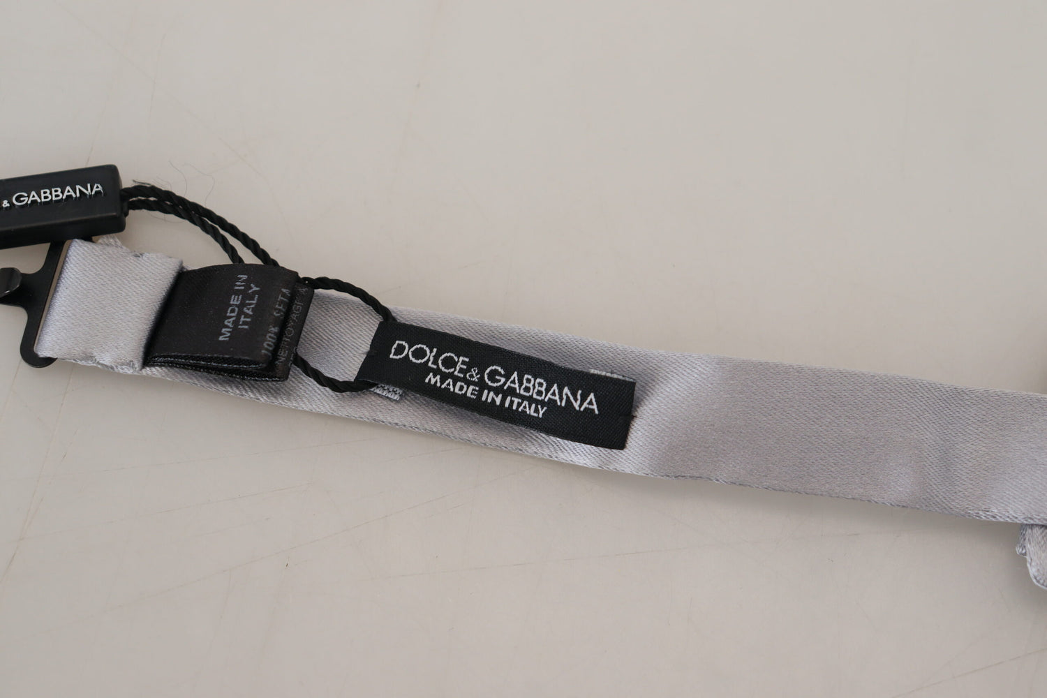 Dolce &amp; Gabbana Gray Silk Adjustable Men Neck Papillon Bow Tie