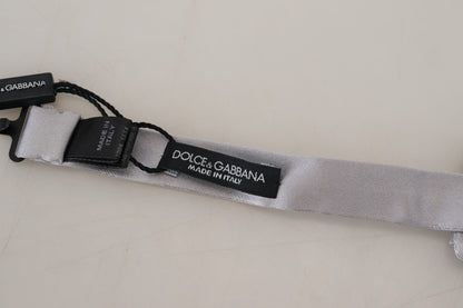 Dolce &amp; Gabbana Gray Silk Adjustable Men Neck Papillon Bow Tie