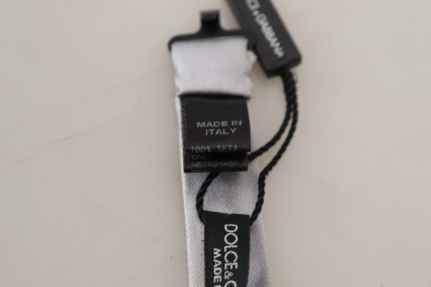 Dolce &amp; Gabbana Gray Silk Adjustable Men Neck Papillon Bow Tie