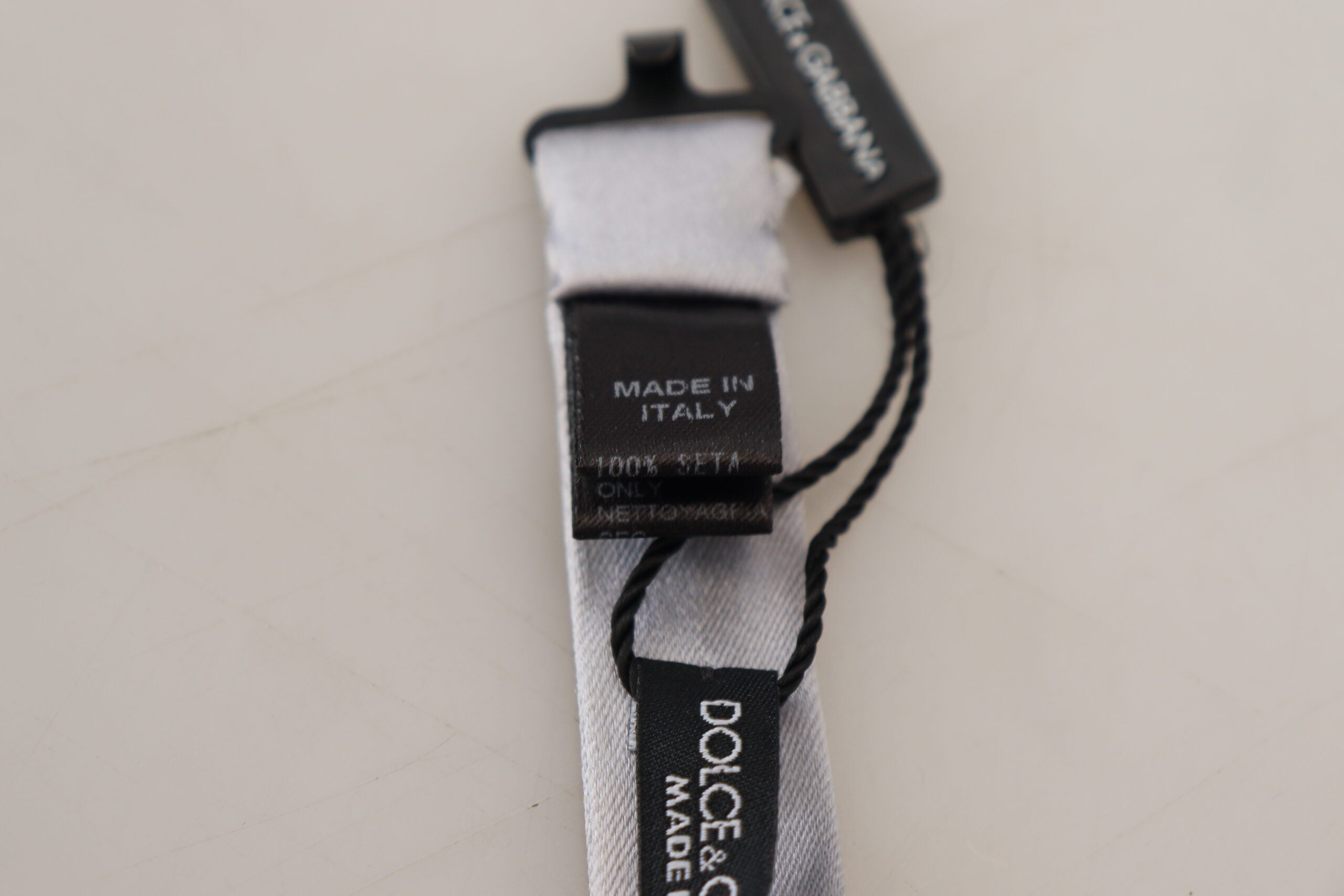 Dolce &amp; Gabbana Gray Silk Adjustable Men Neck Papillon Bow Tie
