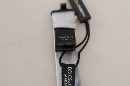 Dolce &amp; Gabbana Gray Silk Adjustable Men Neck Papillon Bow Tie