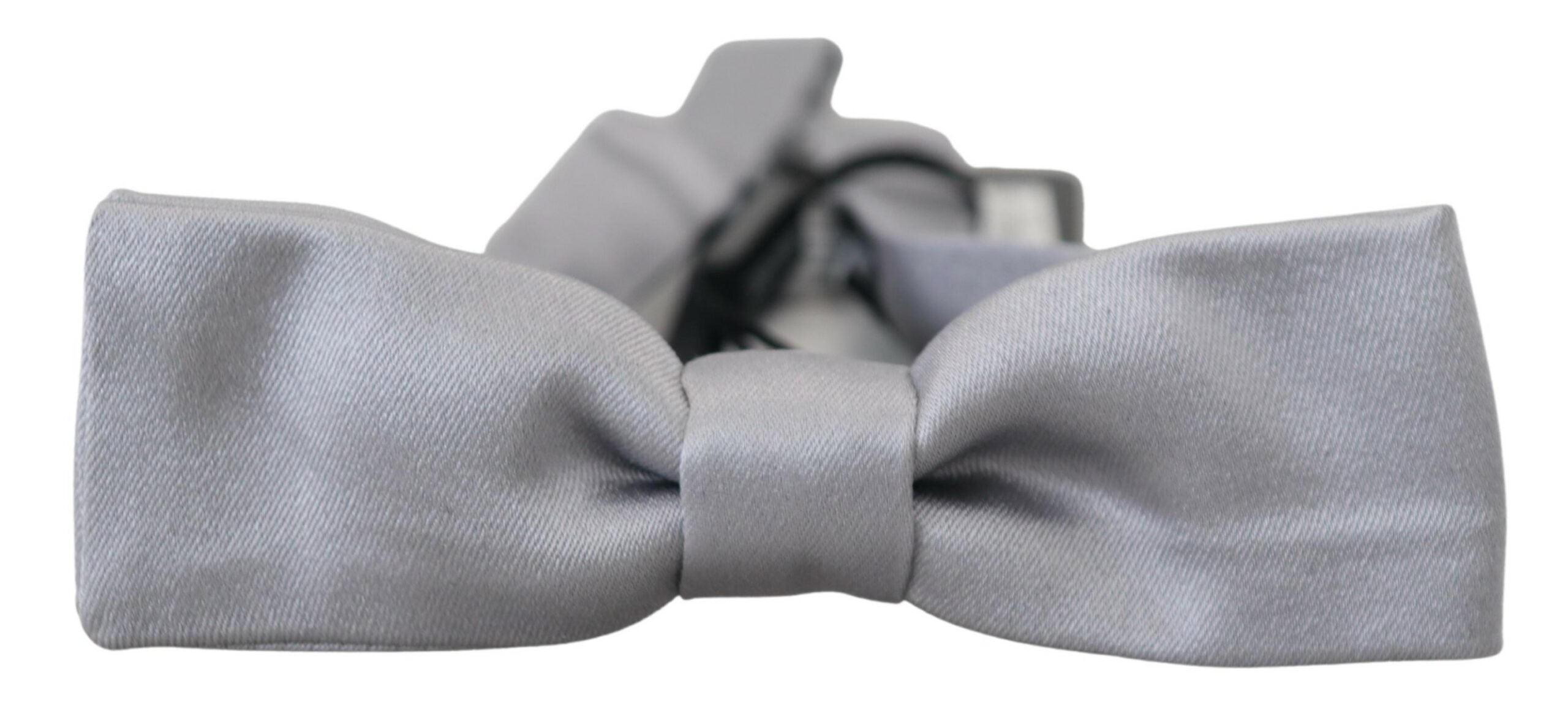 Dolce &amp; Gabbana Gray Silk Adjustable Men Neck Papillon Bow Tie