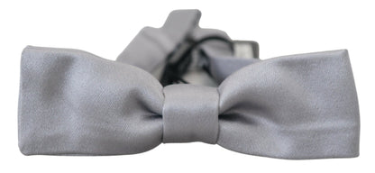 Dolce &amp; Gabbana Gray Silk Adjustable Men Neck Papillon Bow Tie