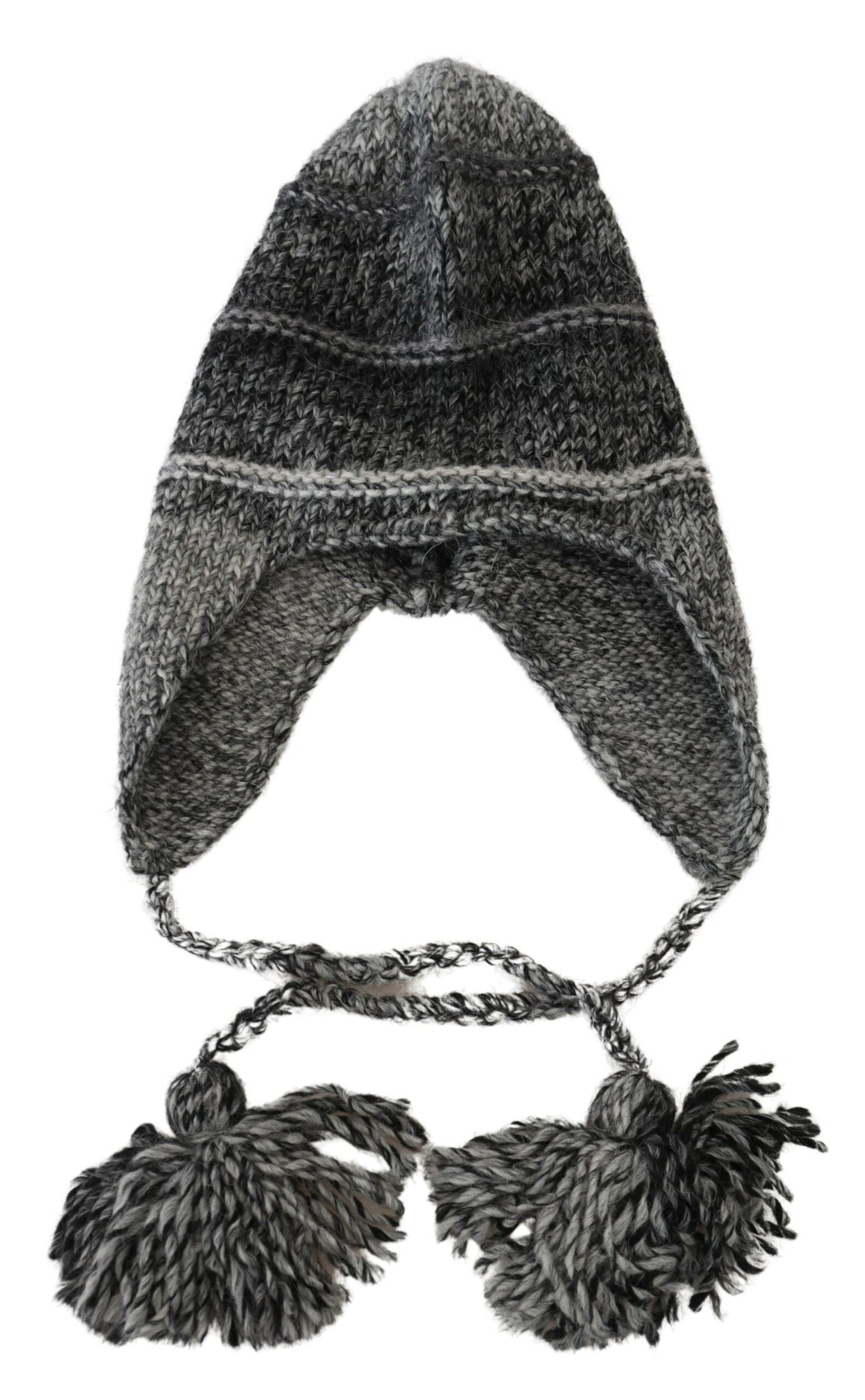 Dolce &amp;amp; Gabbana Grå Varm Fleece Öronlappar Stickad Mössa