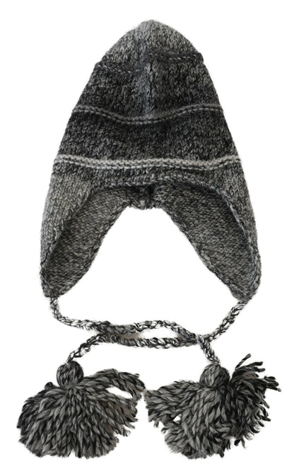 Dolce &amp;amp; Gabbana Grå Varm Fleece Öronlappar Stickad Mössa