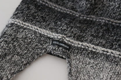 Dolce &amp;amp; Gabbana Grå Varm Fleece Öronlappar Stickad Mössa