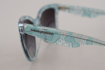 Dolce &amp; Gabbana Blue DG4190 Lace Crystal Acetate Butterfly Sunglasses