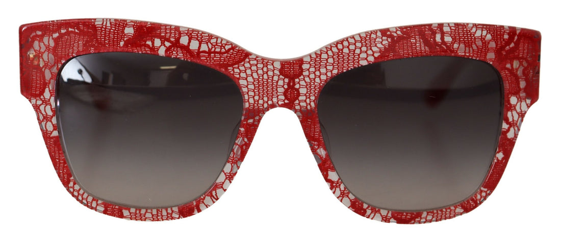 Dolce &amp; Gabbana Red DG4231F Lace Acetate Rectangle Shades Sunglasses