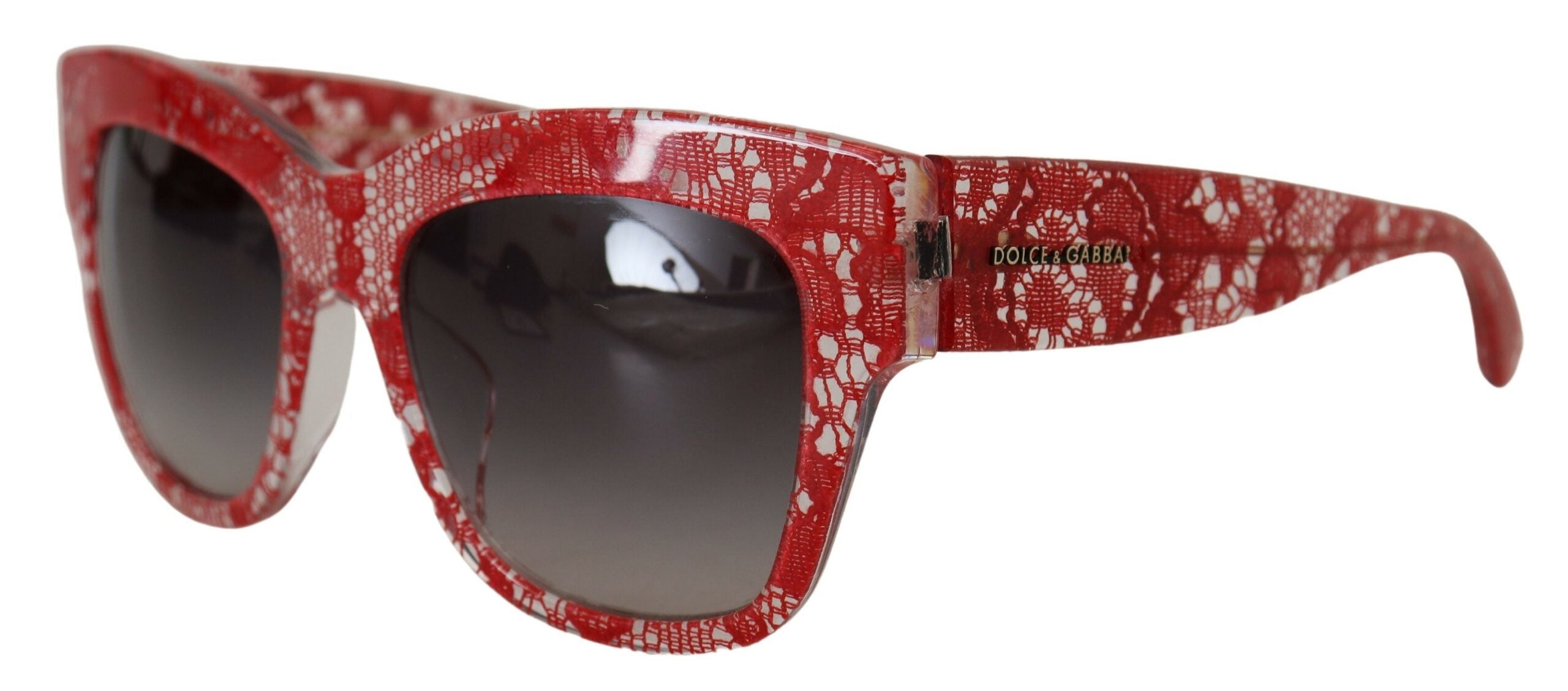 Dolce &amp; Gabbana Red DG4231F Lace Acetate Rectangle Shades Sunglasses