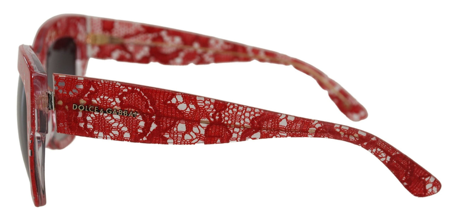 Dolce &amp; Gabbana Red DG4231F Lace Acetate Rectangle Shades Sunglasses