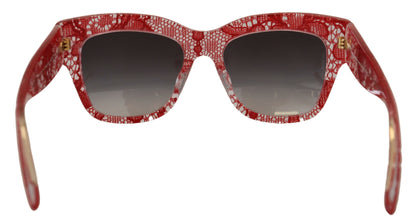Dolce &amp; Gabbana Red DG4231F Lace Acetate Rectangle Shades Sunglasses