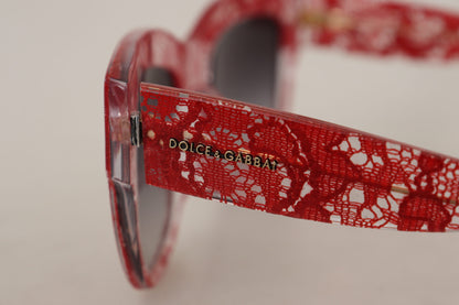 Dolce &amp; Gabbana Red DG4231F Lace Acetate Rectangle Shades Sunglasses