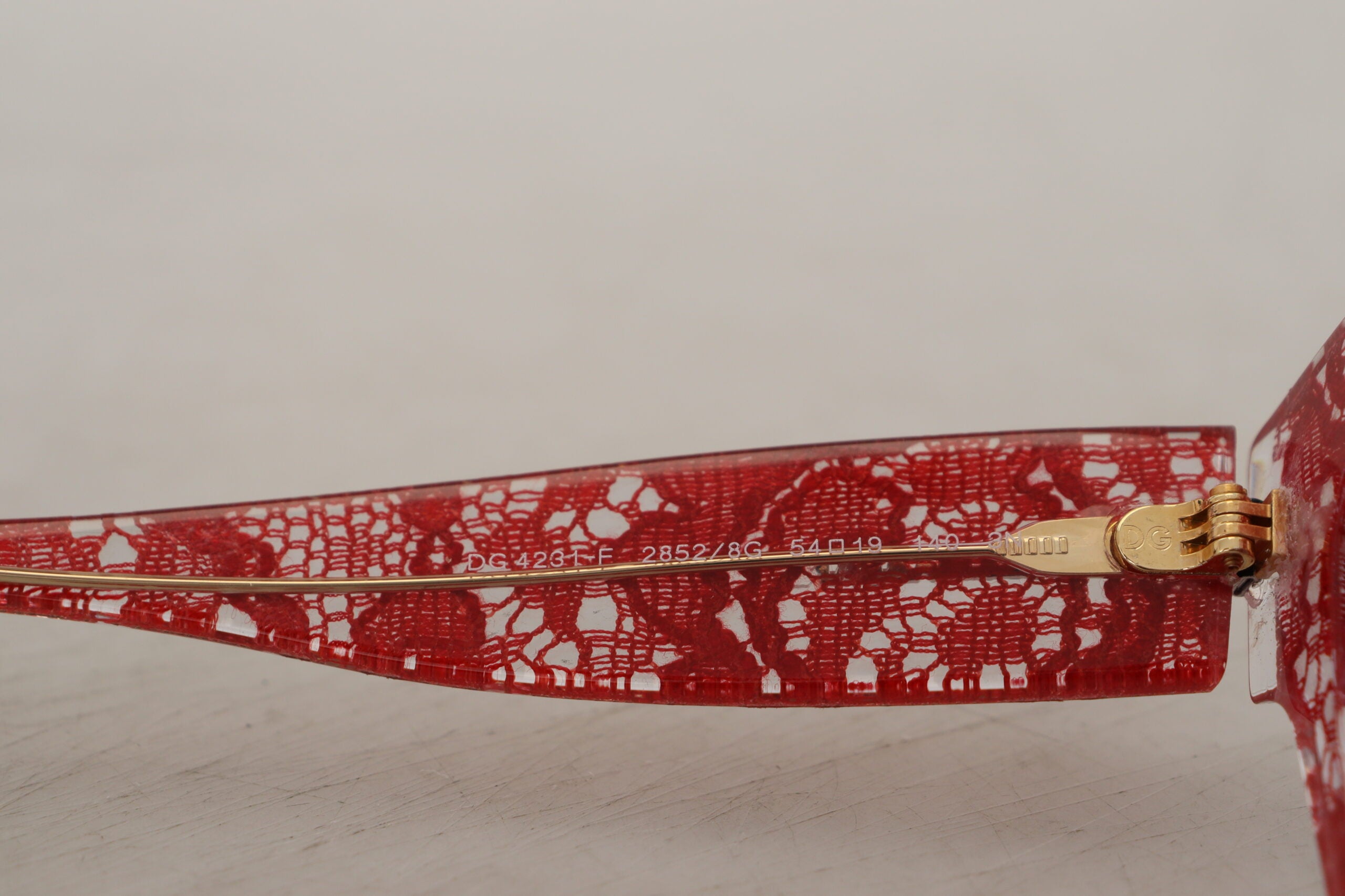 Dolce &amp; Gabbana Red DG4231F Lace Acetate Rectangle Shades Sunglasses