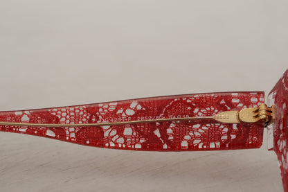 Dolce &amp; Gabbana Red DG4231F Lace Acetate Rectangle Shades Sunglasses