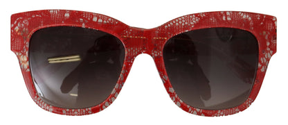Dolce &amp; Gabbana Red DG4231F Lace Acetate Rectangle Shades Sunglasses
