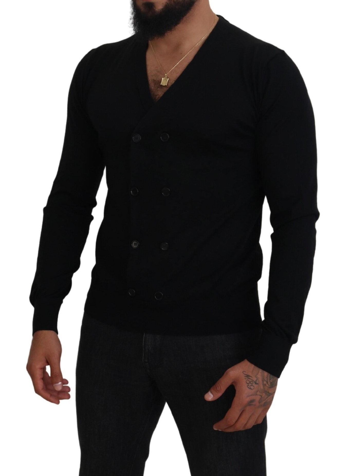 Dolce &amp; Gabbana Black Cashmere Button Down Cardigan Sweater