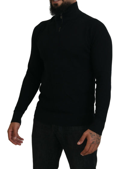 Dolce &amp; Gabbana Black Silk Turtle Neck Pullover Sweater