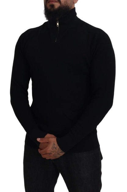 Dolce &amp; Gabbana Black Silk Turtle Neck Pullover Sweater