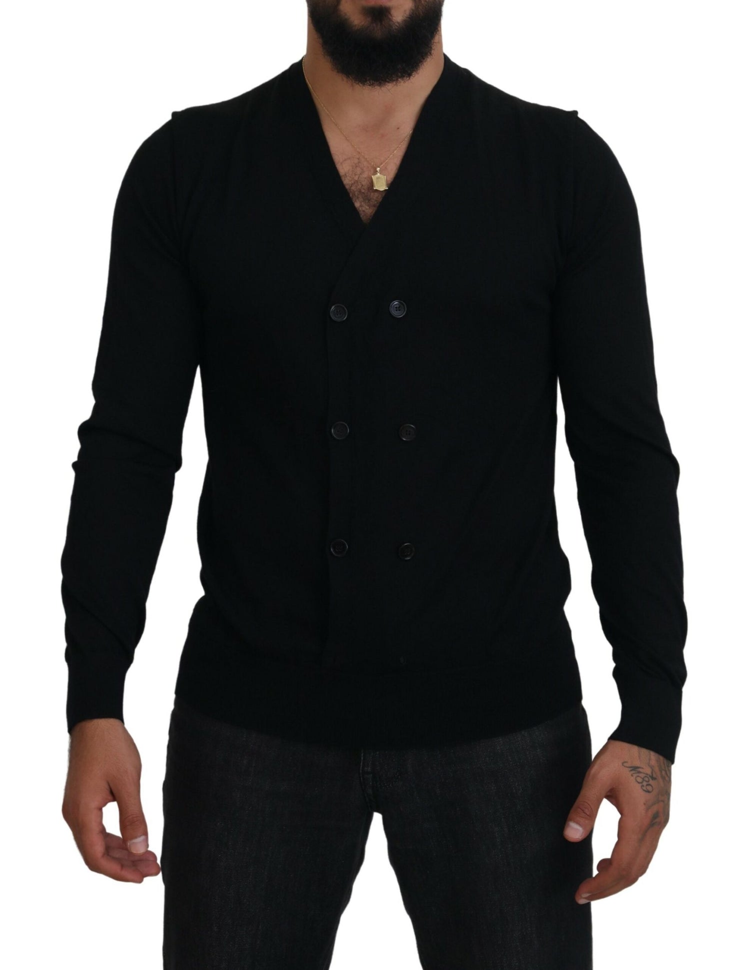 Dolce &amp; Gabbana Black Cashmere Button Down Cardigan Sweater