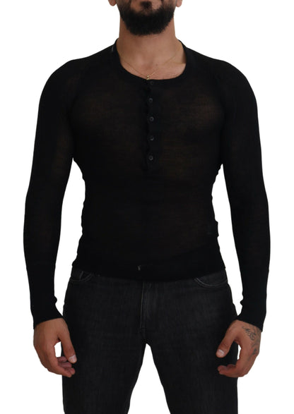 Dolce &amp; Gabbana Black Cashmere Button Pullover Sweater