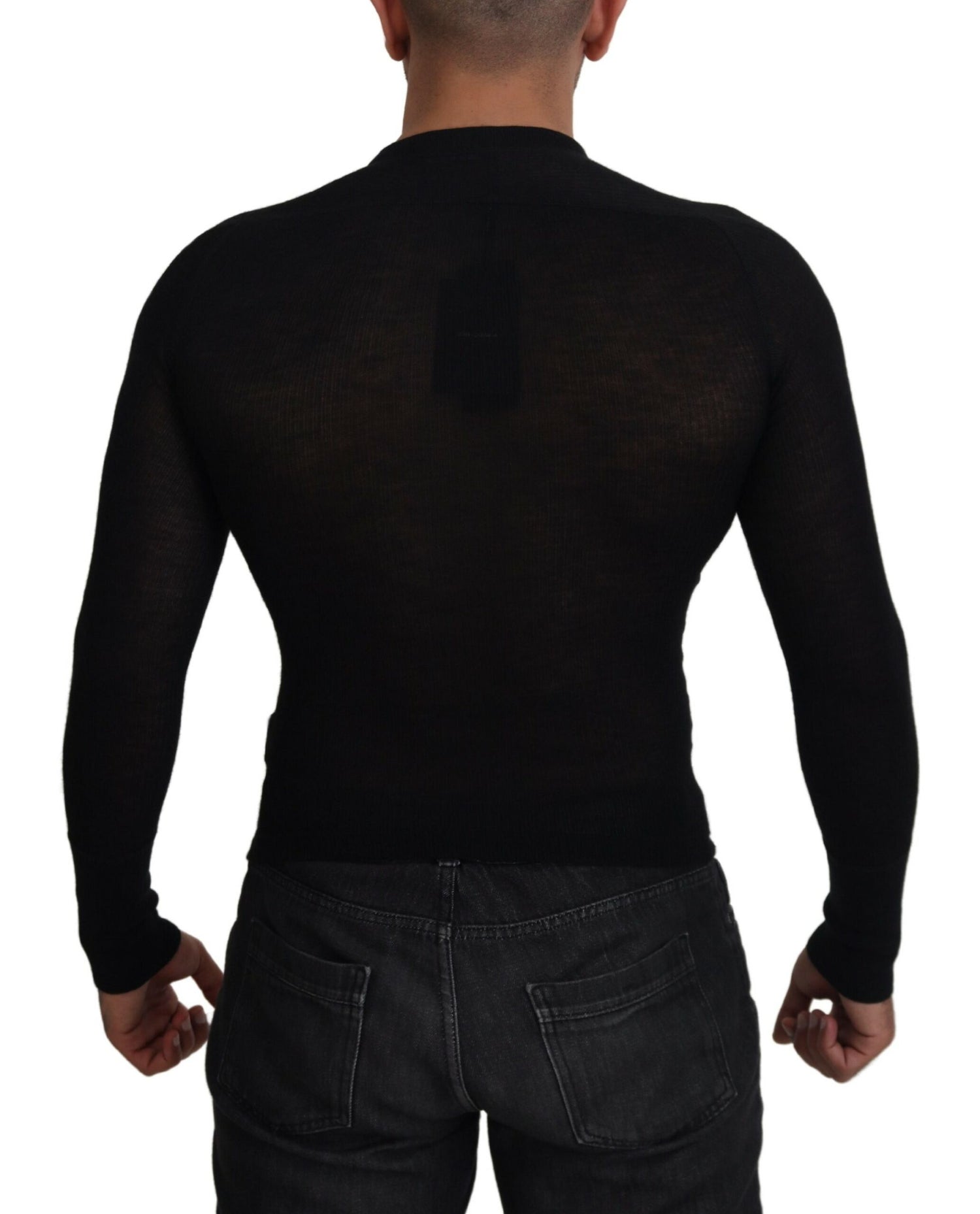 Dolce &amp; Gabbana Black Cashmere Button Pullover Sweater