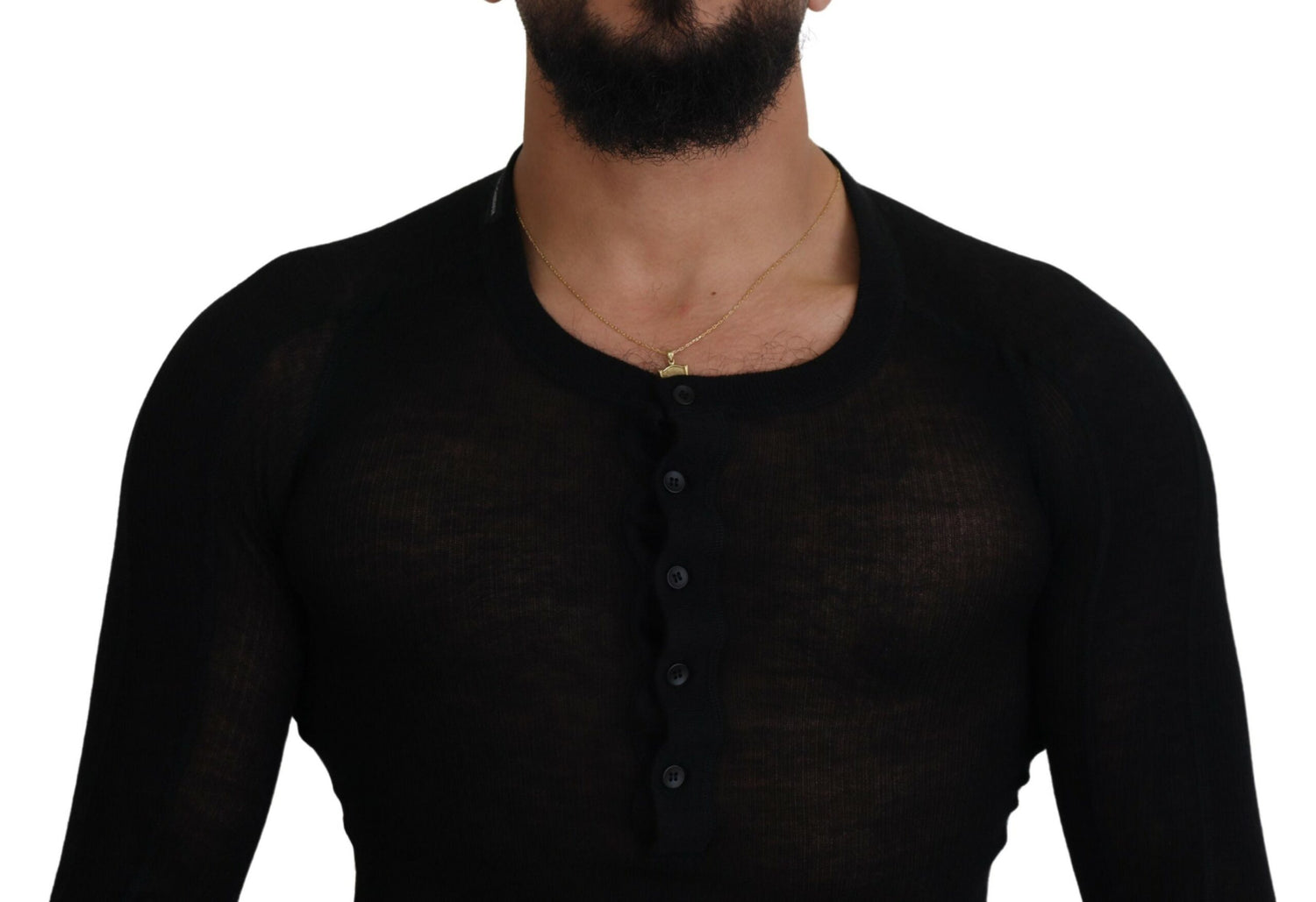 Dolce &amp; Gabbana Black Cashmere Button Pullover Sweater