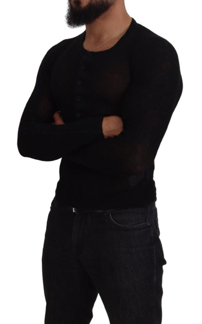 Dolce &amp; Gabbana Black Cashmere Button Pullover Sweater