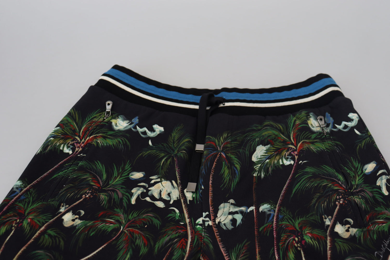 Dolce &amp; Gabbana Black Cotton Volcano Print Casual Shorts