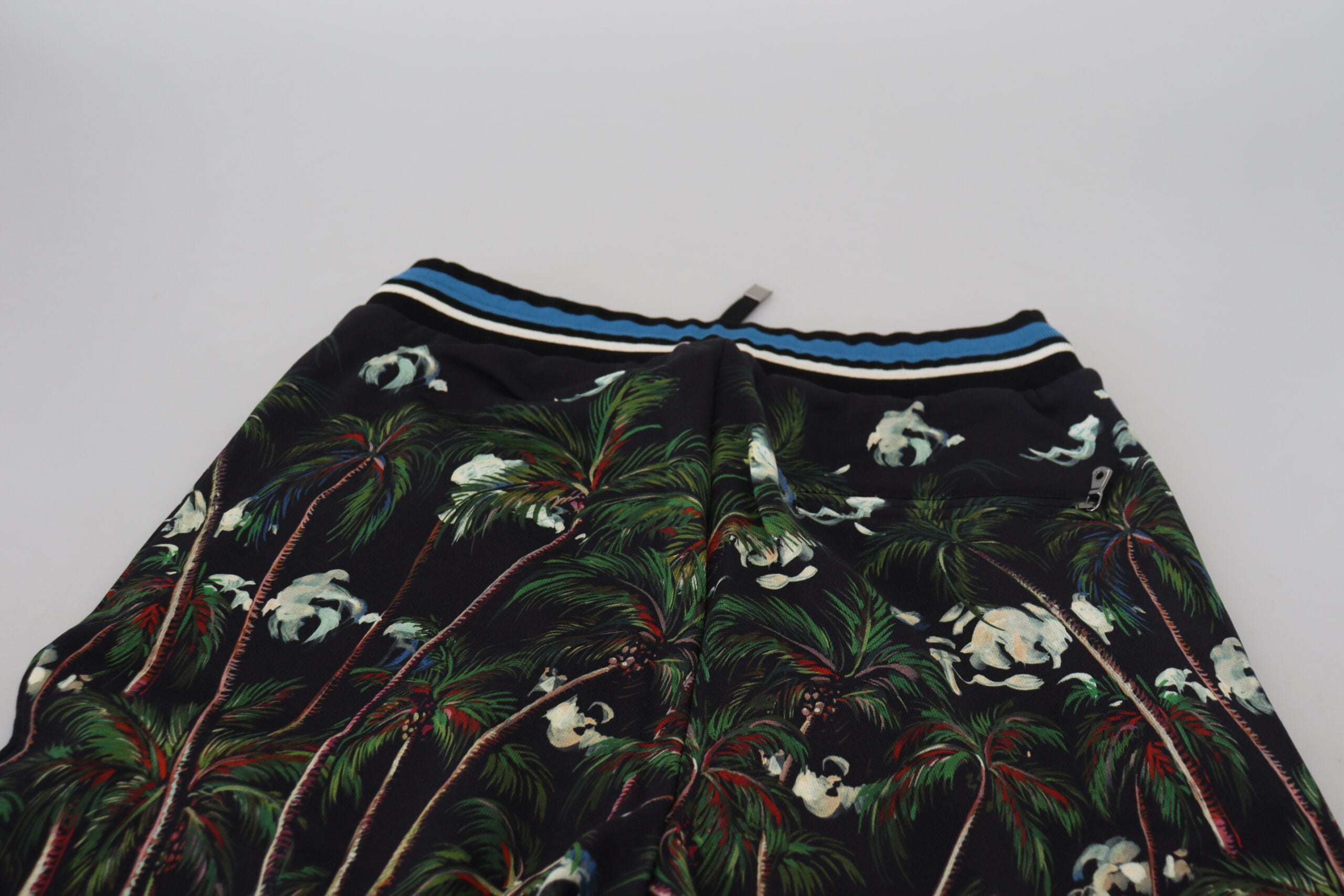 Dolce &amp; Gabbana Black Cotton Volcano Print Casual Shorts