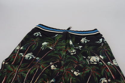 Dolce &amp; Gabbana Black Cotton Volcano Print Casual Shorts