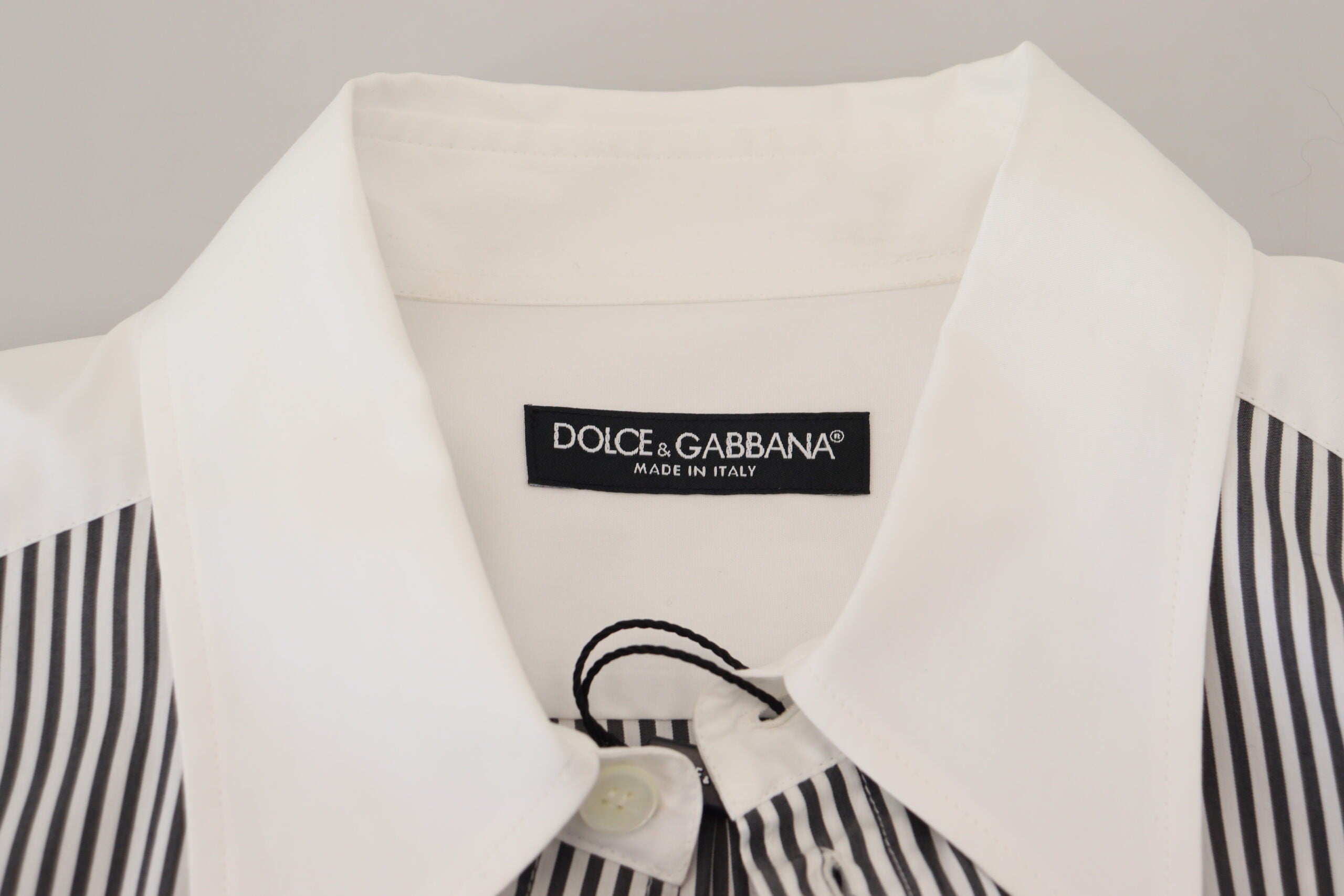 Dolce &amp;amp; Gabbana Svartvit Randig Mönstrad Avslappnad Bomullsskjorta